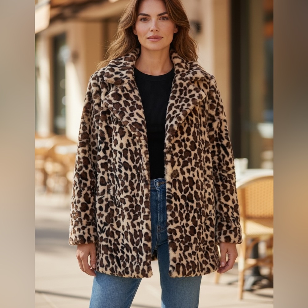 Yellowstone Spirit Cheetah Print Beth Dutton Faux Fur Jacket - Size Large